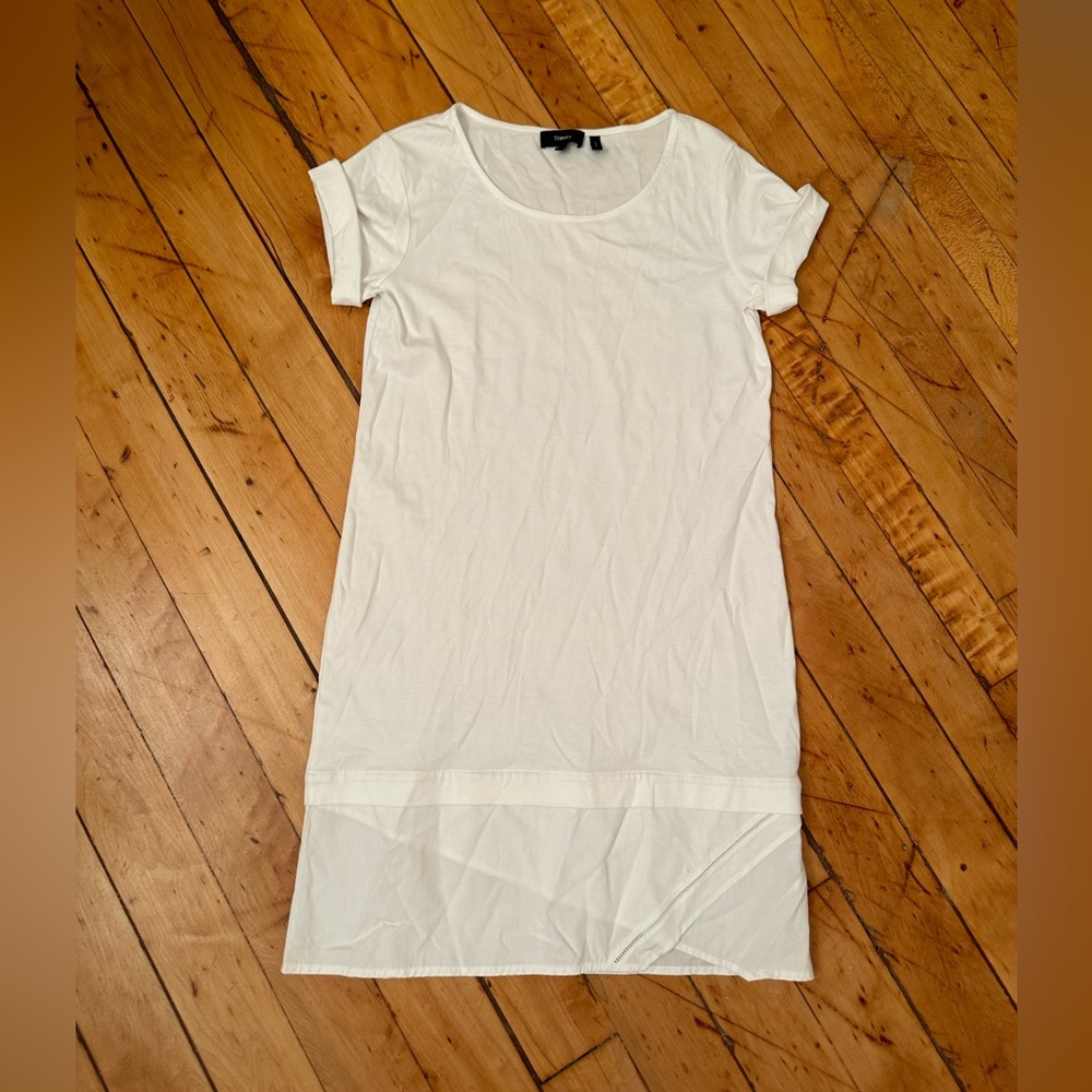 Theory Saydi Classic Tee Dress in white pima cotton!
